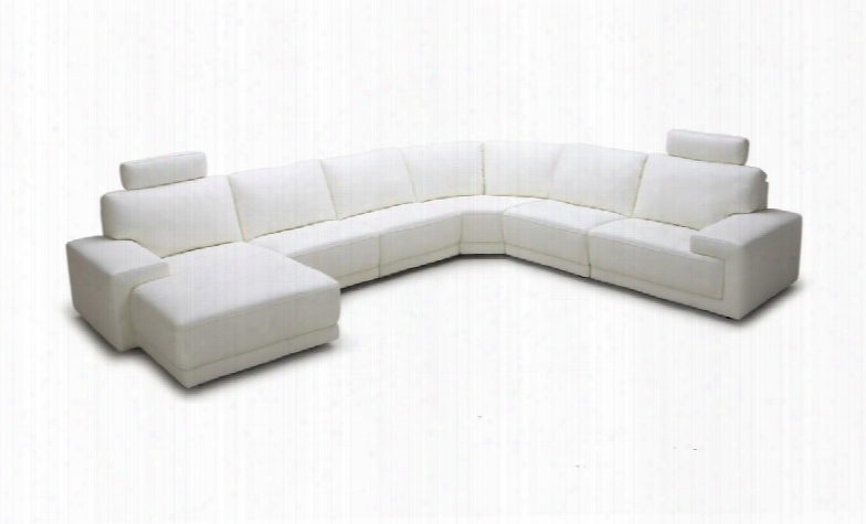 Divani Casa Cypress Collection Vgkk1830-laf-wht 153" 6-piece Eco-leather Sectional Sofa With Left Arm Facing Chaise 3x Armless Chairs Corner Seat And Right