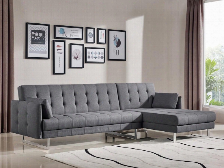 Divani Casa Lennox Collection Vgmb-1600d-gry 114" 2-piece Fabric Sectional Sofa Bed With Left Arm Facing Sofa And Right Arm Facing Chaise In