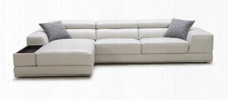 Divani Casa Pella Collection Vgca5106a-wht 123" 2-piece Leather Sectional Sofa With Left Arm Facing Chaise And Right Arm Facing Sofa In