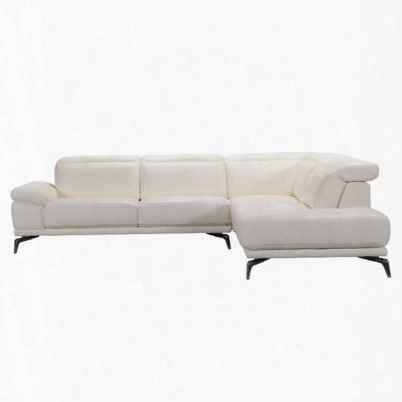 Divani Casa Tundra Collection Vgvitb31150-wht 110" 2-piece Leather Sectional Sofa With Left Arm Facing Sofa And Right Arm Facing Chaise In