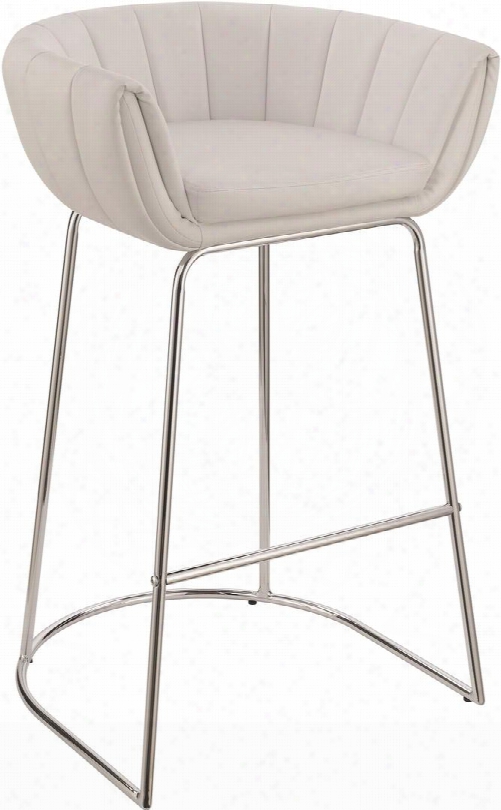 Dixon Collection 182005 30" Bar Stool With Chromed Steel Base Low Back Footrest And Leatherette Upholstery In White