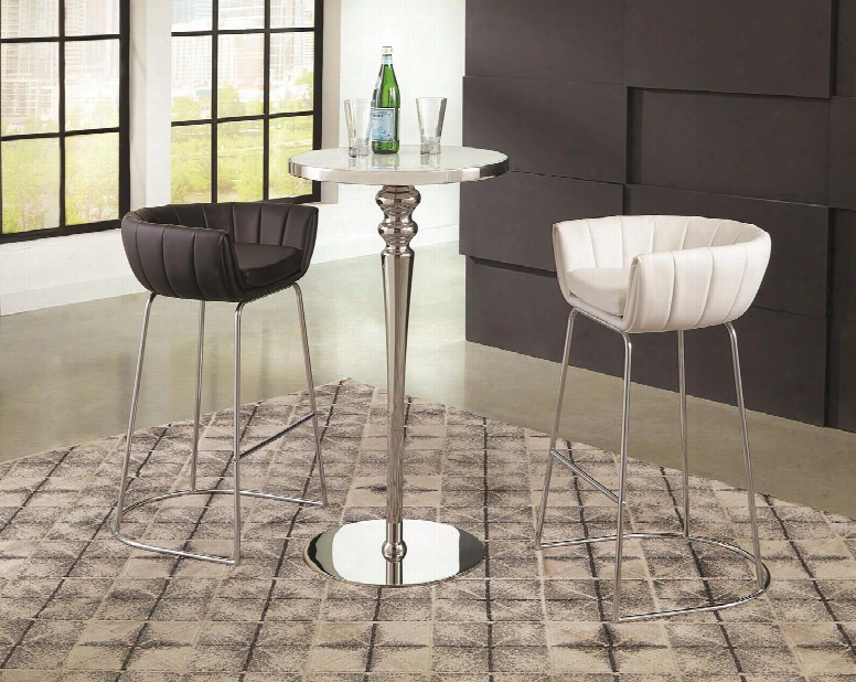 Dixon Collection 182031bws 3 Pc Bar Table Set With Bar Table + White Bar Stool + Black Abr Stool In Polished Stainless