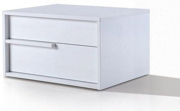 Dolce Collection Tc-0210-l-n-wh 25" Nightstand With 2 Drawers Left Hand Facing Handle Medium-density Fiberboard (mdf) And High Gloss Lacquer In White