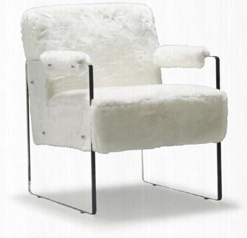 Ella Collection 528fur-white 24" Accent Chair With Plush Fur Acrylic Arms And Contemporary Design In