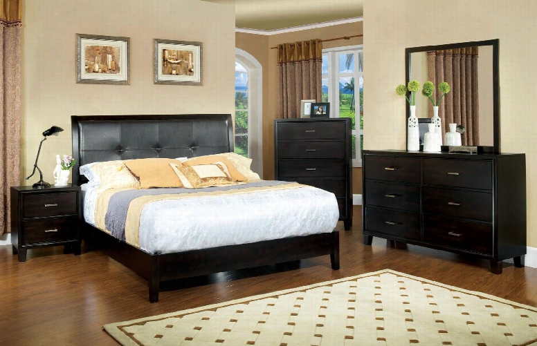 Enrico I Collection Cm7088fset 5 Pc Bedroom Set With Full Size Platform Bed + Dresser + Mirror + Chest + Nightstand In Espresso