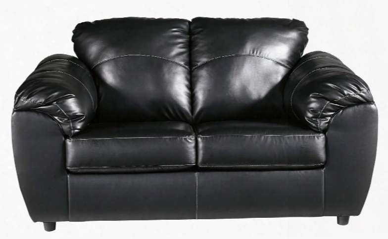 Fezzman Collection 7041635 65" Loveseat With Plush Pillow Arms Stitching Details And Faux Leather Upholstery In