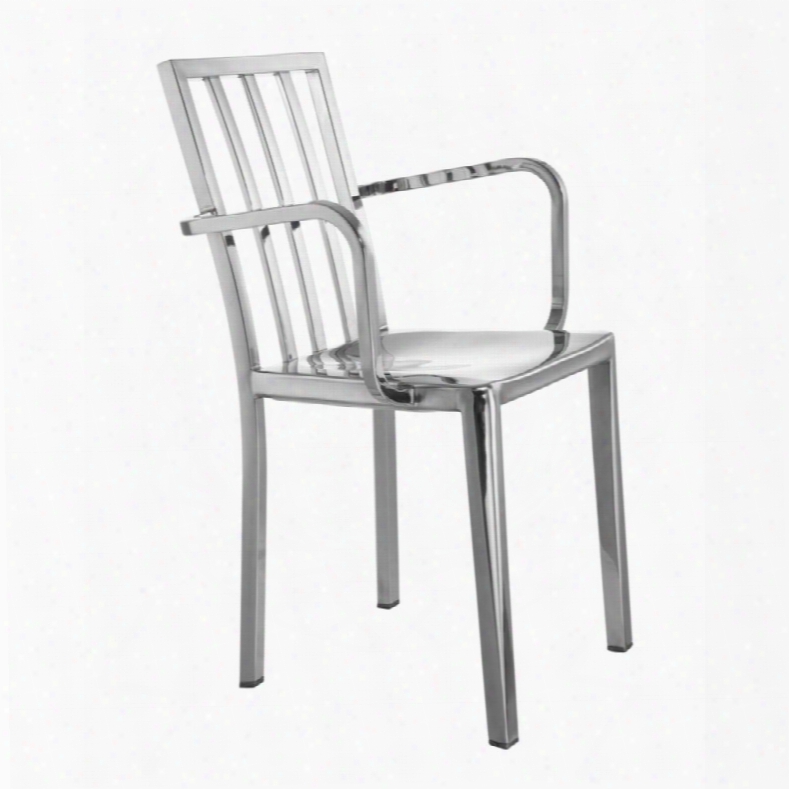 Fmi10283-silver Eve Steel Dining Arm Chair