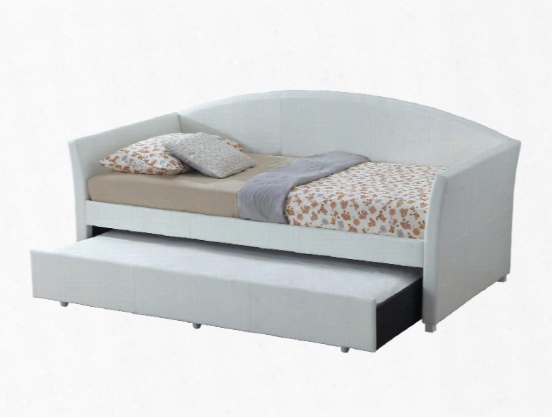 G2700 Collection G2713-db Day Bed With Trundle Included Casters And Durable Faux Leather Upholstery In Blue