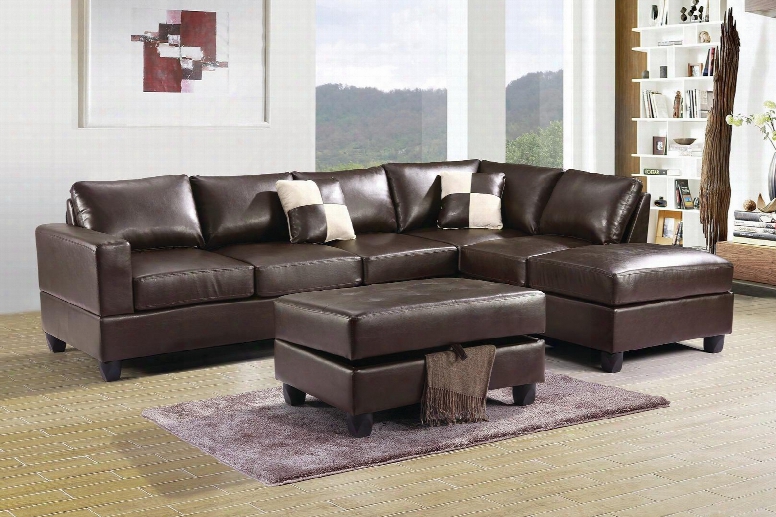 G305bsco 2 Pc Sectional Sofa Set With Sectional Sofa + Ottoman In Cappuccino