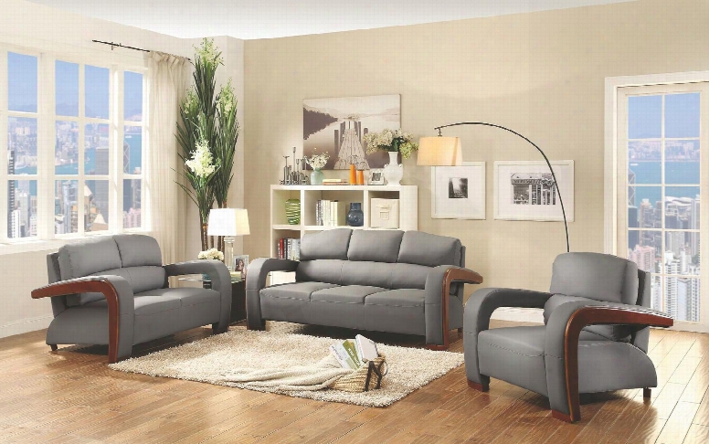 G400 Collection G411set 3 Pc Living Room Set With Sofa + Loveseat + Armchair In Grey