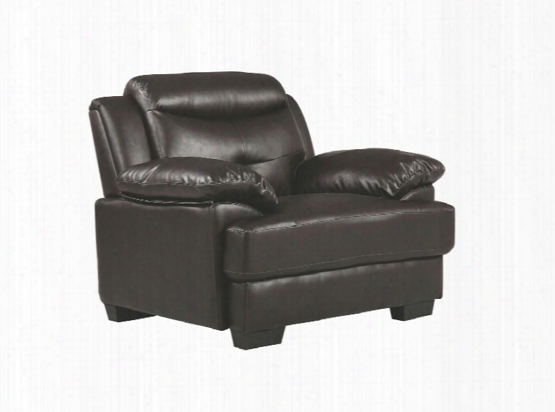 G480 Collection G488-c 43" Armchair With Tufted Back Padded Arms Block Feet Fixed Cushions Pocketed Coil Foam And Faux Leather Upholstery In Dark Brown