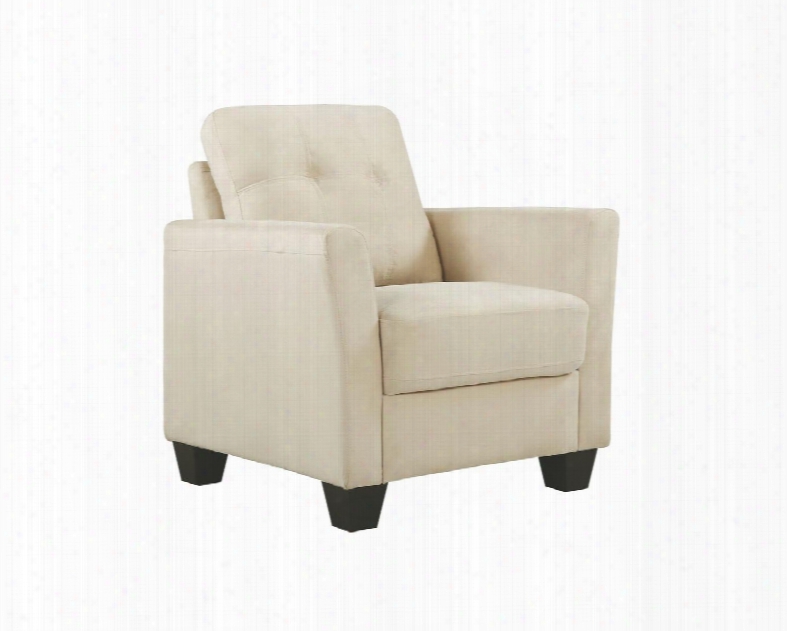 G560 Collection G568-c 39" Armchair With Removable Back Pocketed Coil Seating Tufted Back Track Arms Tapered Legs And Microsuede Upholstery In Beige