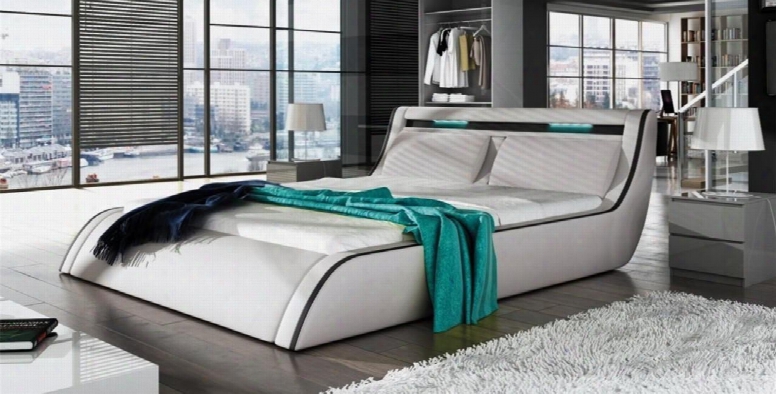 Go-corfu Coollection Sf-859-q-w Queen Size Bed With Lift Storage Tall Wide Tufted Headrest And Leatherette In