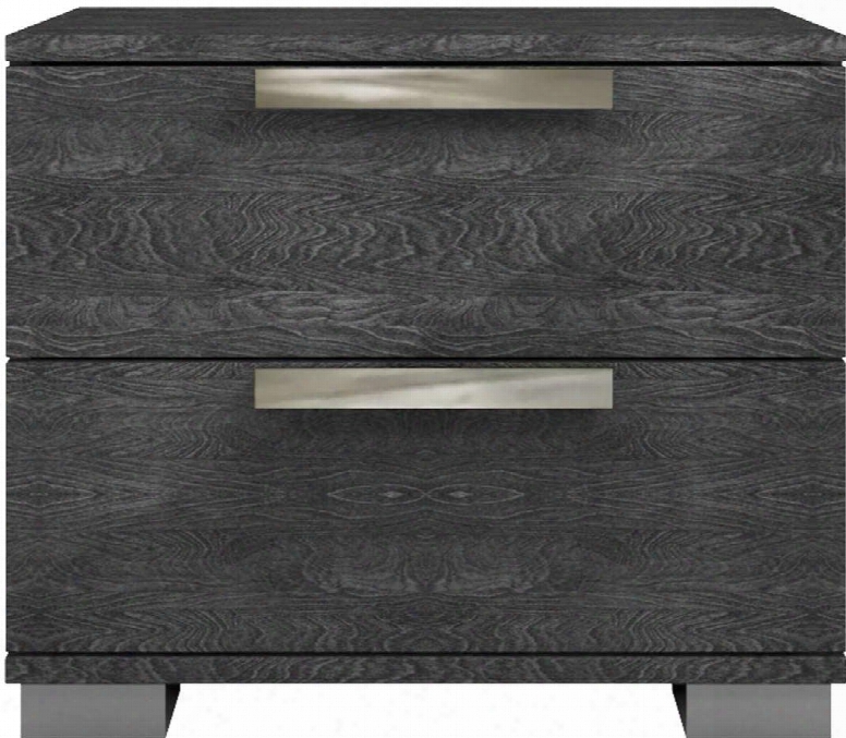 Hampton Collection Tc-9004-ng-g 27" Nightstand By Talenti Casa With 2 Drawers Stainless Steel Legs Made In Italy And Birch Lacquer Materials In Grey