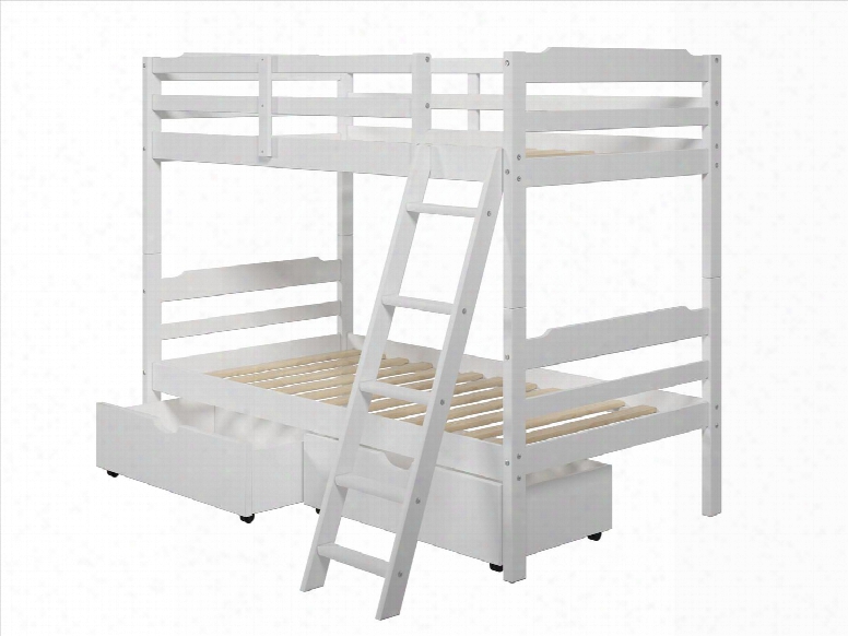 Hayden 4.0 Colllection A406 78" Twin Size Storage Bunk Bed With Solid Pine Wood Construction Wood Rails And 2 Drawers In