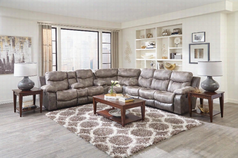 Henderson Collection 4355-1152-18/1300-28sec 3 Pc Sectional Sofa Set With Reclining Sofa + Loveseat + Wedge In Steel