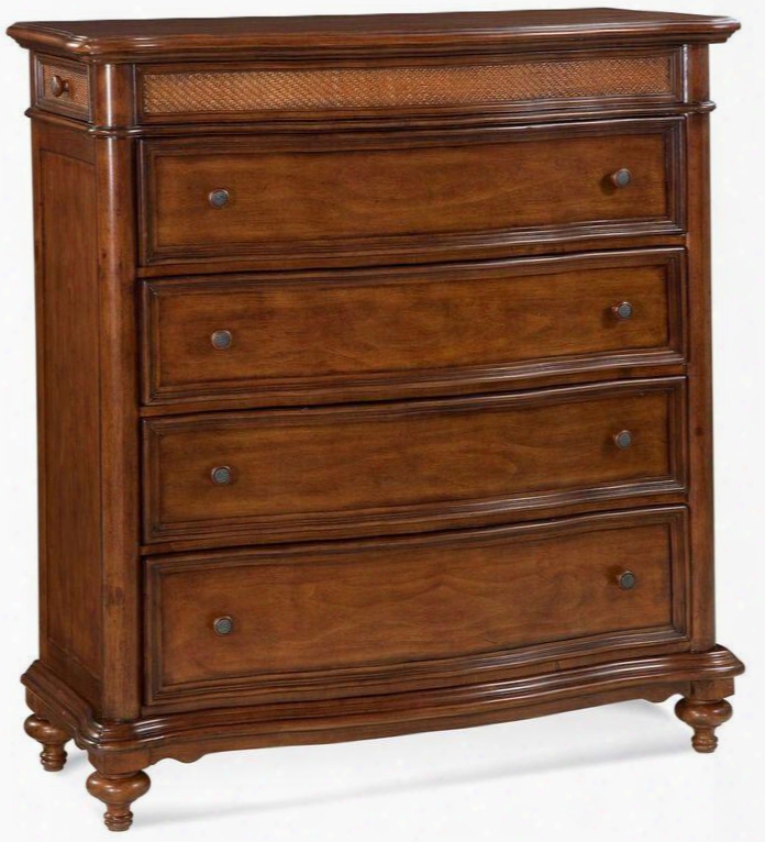 Hudson Bay 6000-160 50" Chest With Coastal Lines Stylish Rattan Insets And Dust Proof Panels In Golden Brown