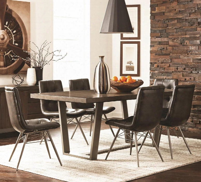 Hutchinson Collection 1078517set 7 Pc Dining Room Set With Dining Table + 6 Side Chairs In Aged Concrete