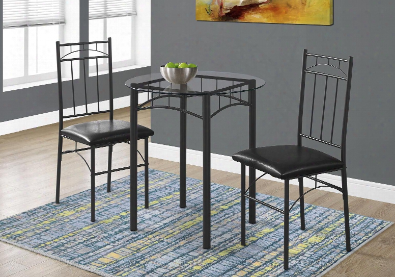 I 1000 3-piece Dining Set With Glass Top Table And 2 Side Chairs In