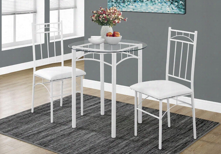 I 1001 3-piece Dining Set With Glass Top Table And 2 Side Chairs In