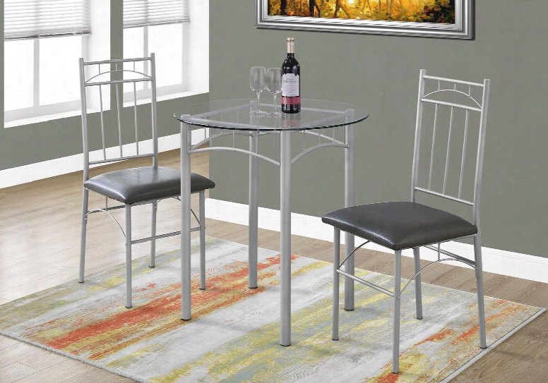 I 1002 3-piece Dining Set With Glass Top Table And 2 Side Chairs In