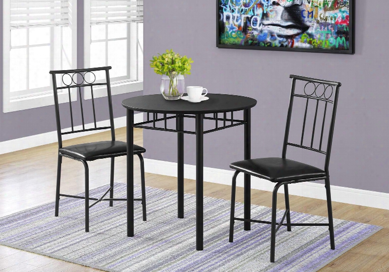 I 1013 3-piece Dining Set With Metal Top Table And 2 Side Chairs In