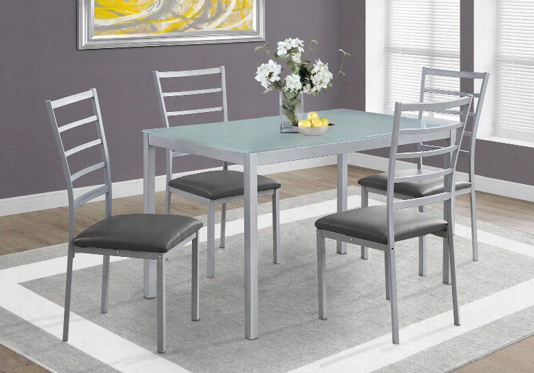 I 1026 5-piece Dining Set With Frosted Tempered Top Dining Table And 4 Side Chairs In