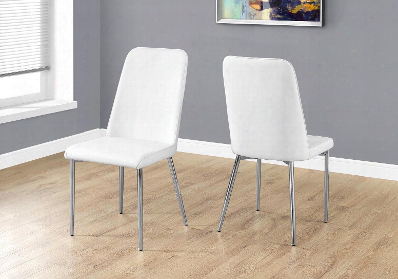 I 1033 Set Of (2) 37" Dining Chair With Leather-look Upholstery Chrome Metal Legs And Slightly Curved Back In