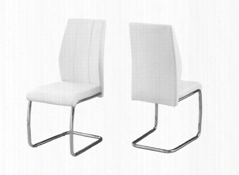 I 1075 Set Of (2) 39" Dining Chair With Leather-look Upholstery Stitching Detail And Chrome Base In