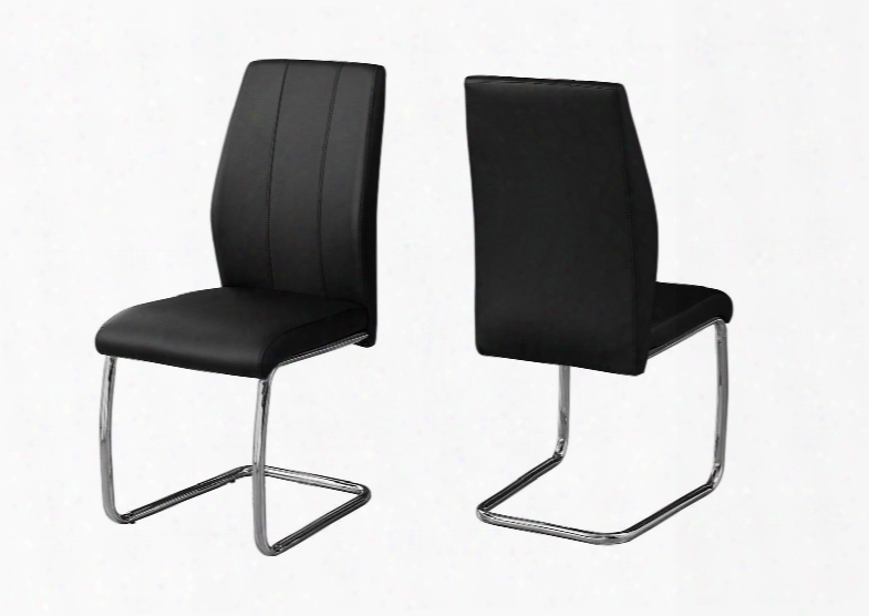 I 1076 Set Of (2) 39" Dining Chair With Leather-look Upholstery Stitching Detail And Chrome Base In
