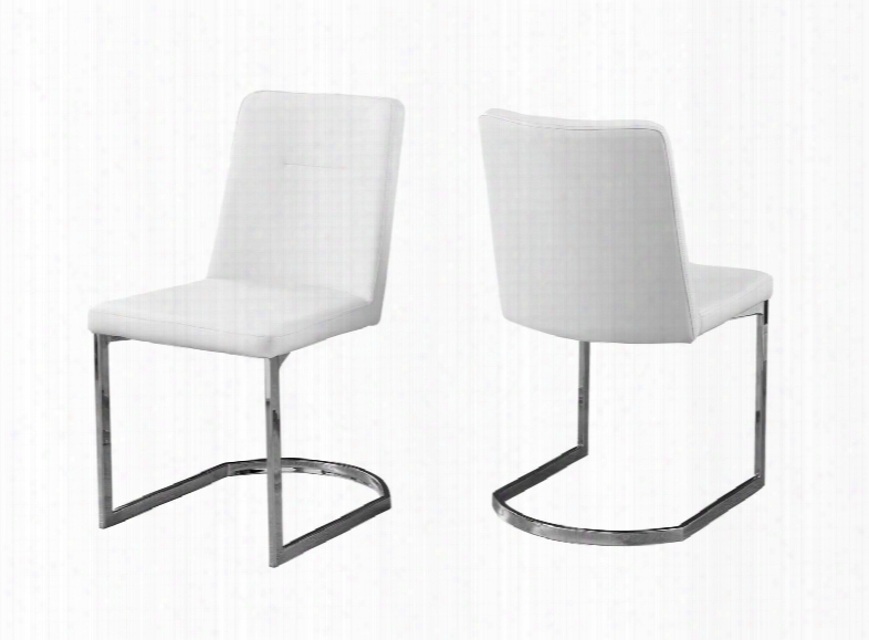 I 1082 Set Of (2) 34" Dining Chair With Leather-look Upholstery And U-shaped Chrome Metal Base In
