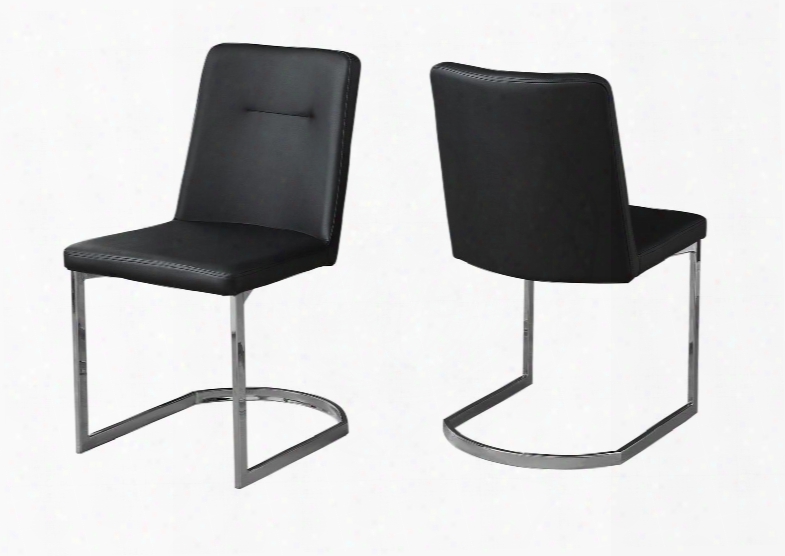 I 1083 Set Of (2) 34" Dining Chair With Leather-look Upholstery And U-shaped Chrome Metal Base In