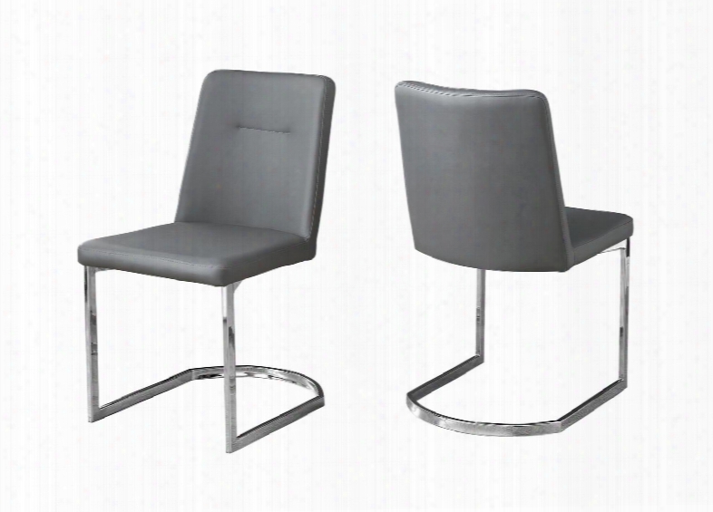 I 1084 Set Of (2) 34" Dining Chair With Leather-look Upholstery And U-shaped Chrome Metal Base In