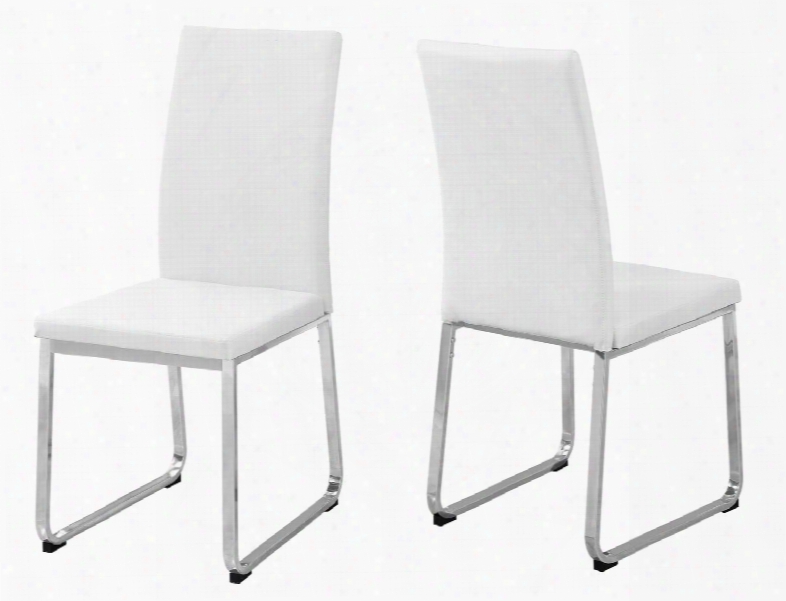 I 1093 Set Of (2) 38" Dining Chair With Leather-look Upholstery And Chrome Base In