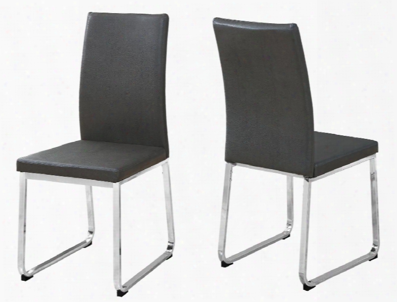 I 1094 Set Of (2) 38" Dining Chair With Leather-look Upholstery And Chrome Base In