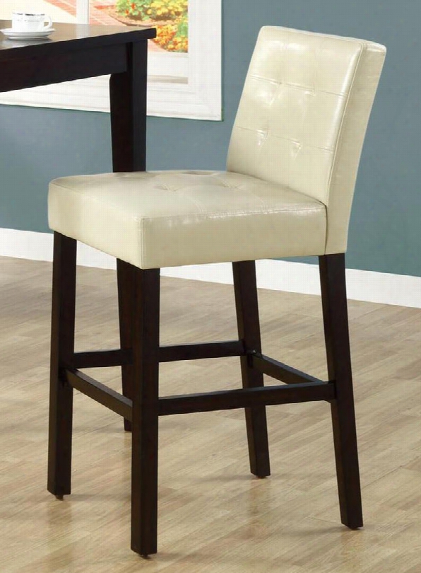 I 1761tp Set Of (2) 43" Barstool With Faux Leather Upholstery Stretcher And Tufted Detailing In