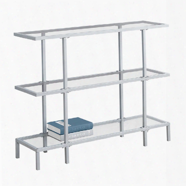 I 2109 42" Hall Console With 3-tier Design Glass Top & Shelves And Metal Frame In
