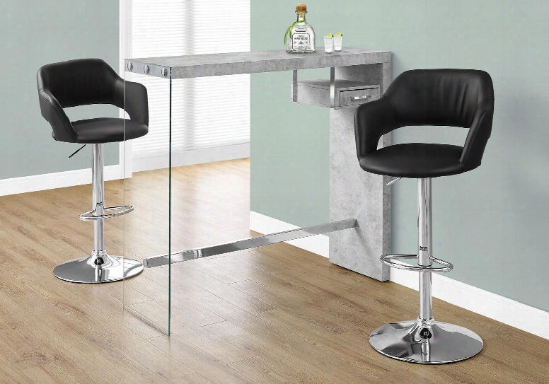 I 2349 48" Home Bar With Chrome Stretcher Tempered Glass Side And Rectangular Top In Grey