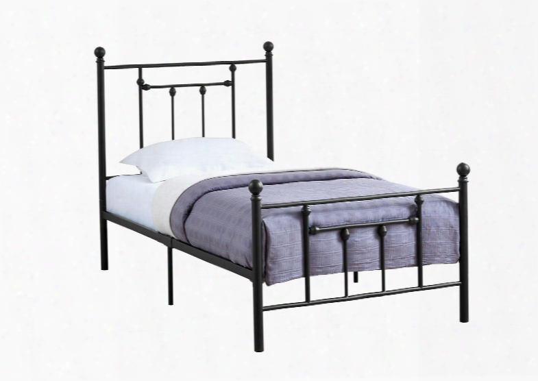 I 2632t 79" Twin Bed With Metal Tube Frame And Rounded Finials In Black - Frame