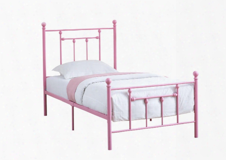 I 2634t 79" Twin Bed With Metal Tube Frame And Rounded Finials In Pink - Frame