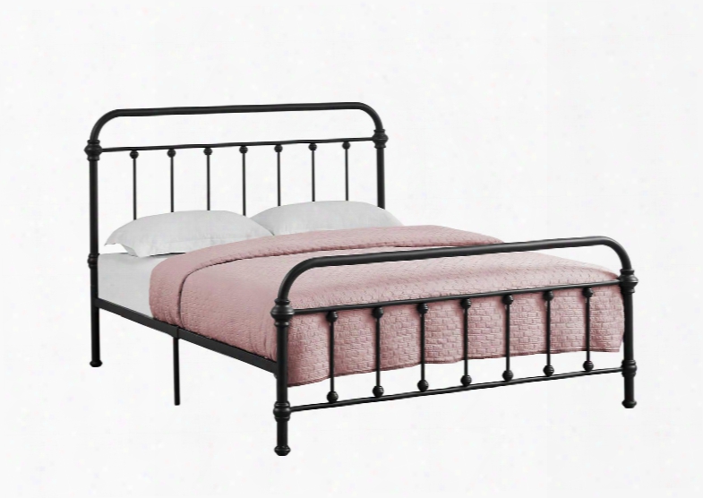 I 2636q Queen Bed With Metal Tube Frame And Slats In Black - Frame