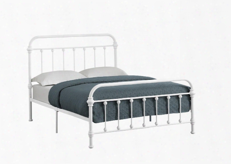 I 2637f Full Bed With Metal Tube Frame And Slats In Wnite - Frame