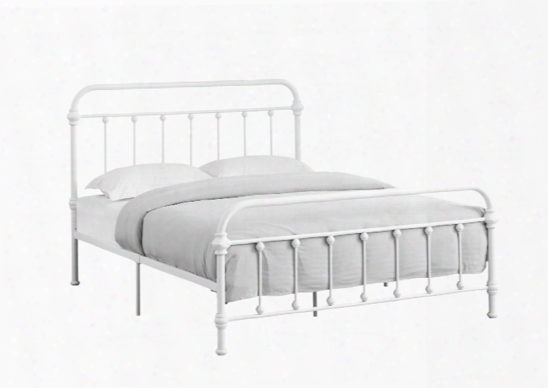 I 2637q Queen Bed With Metal Tube Frame And Slats In White - Frame