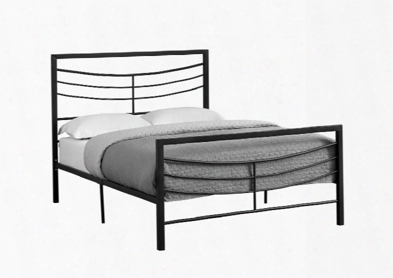 I 2641f Full Bed With Horizontal Headboard & Footboard Slats And Metal Frame In Black - Frame