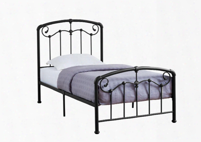 I 2646t 79" Twin Bed With Metal Tube Frame And Scroll Design In Black - Frame