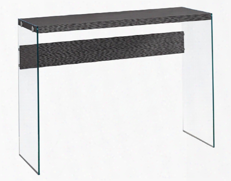 I 3222 44" Console Table With Tempered Glass Legs And Wood-look Finish Top In