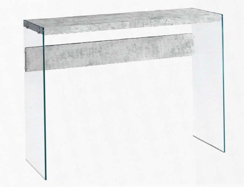 I 3232 44" Console Table With 8mm Tempered Glass Base And Wood Top In Grey