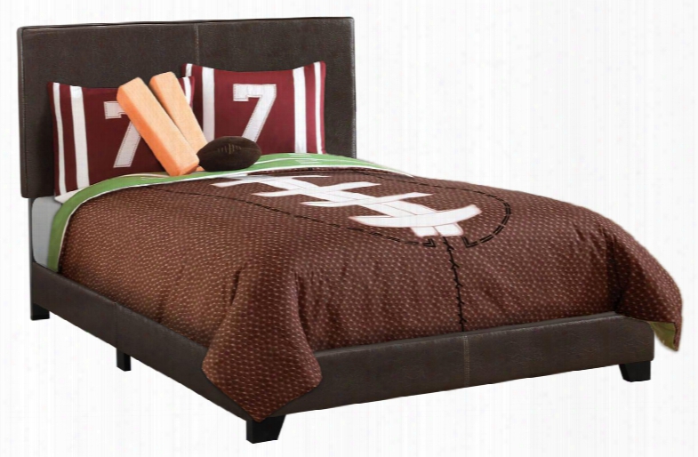 I 5910f Full Bed With Faux Leather Upholstery An Dsolid Wood Legs In Dark