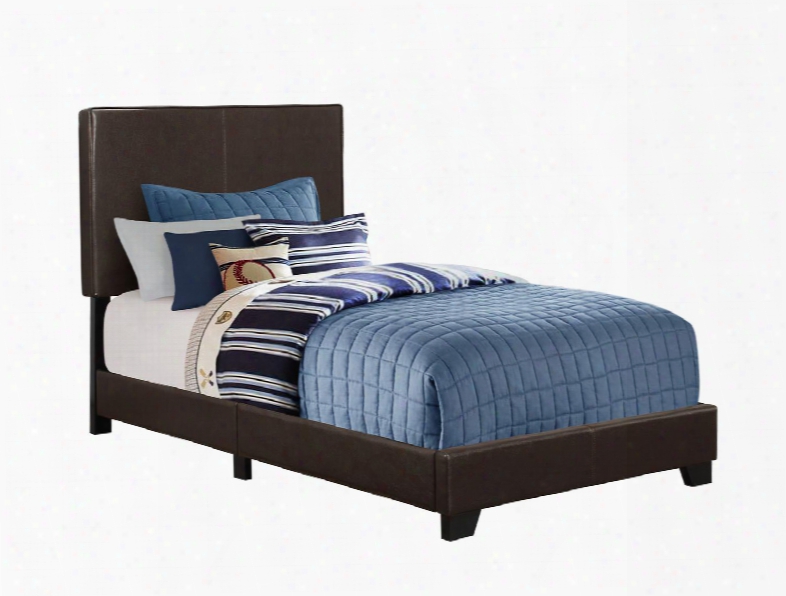 I 5910t Twin Bed With Faux Leather Upholstery And Solid Wood Legs In Dark