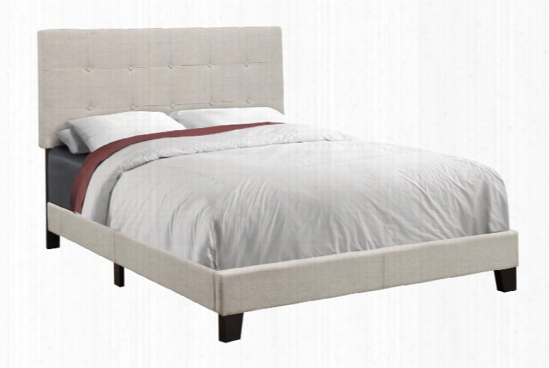 I 5921f Full Bed With Fabric Upholstery Button Tufted Headboard And Solid Wood Block Legs In